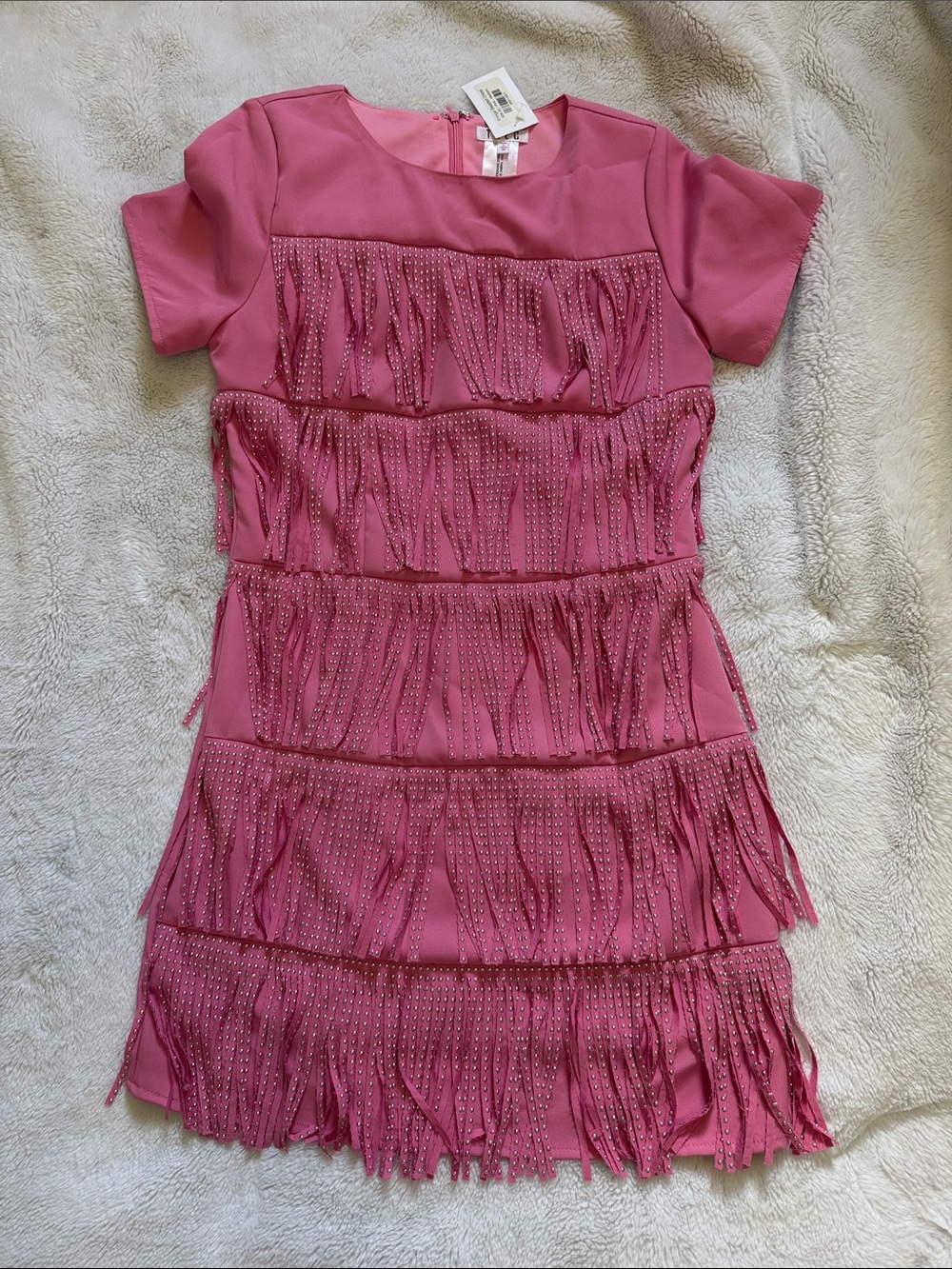 TCEC Pink Beaded Fringe Dress